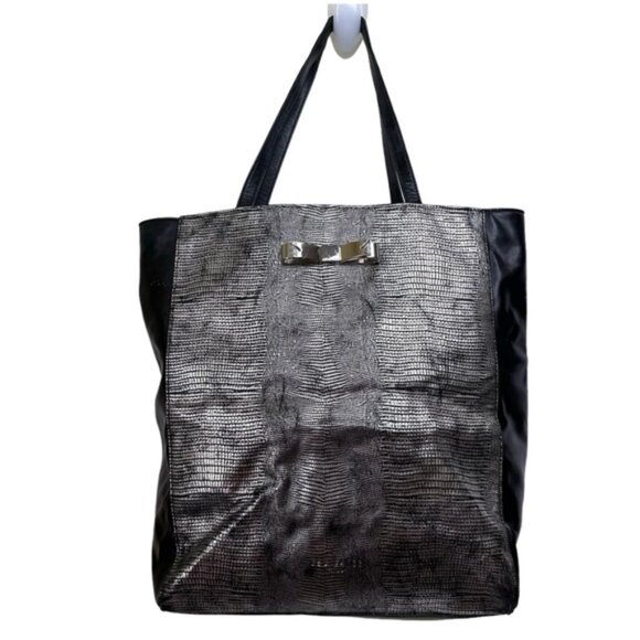 Ted Baker London Tote Bow Vegan Leather Shoulder Bag Large Snake skin Minimalist - Picture 1 of 16